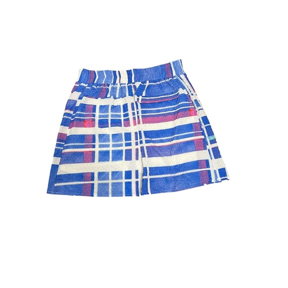 Ethyl Skort Womens 4 Blue White Plaid Crinkle Pull On Pockets Built In Shorts - Picture 7 of 7
